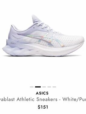 ASICS Novablast Athletic Running Sneakers White Purple Iridescent Women’s 7.5